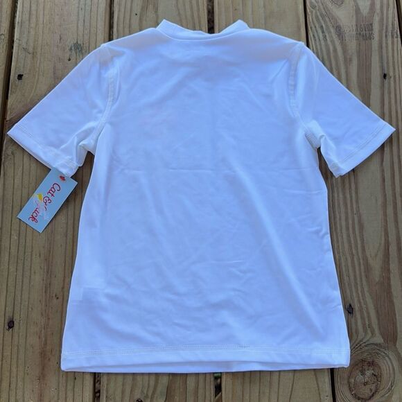 NWT Cat & Jack Size XS (4/5) Sun Print White Short Sleeve Rash Guard Top - Picture 6 of 7